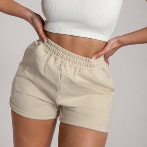 Meshki Tahlia Loopback Shorts Cream Sz L